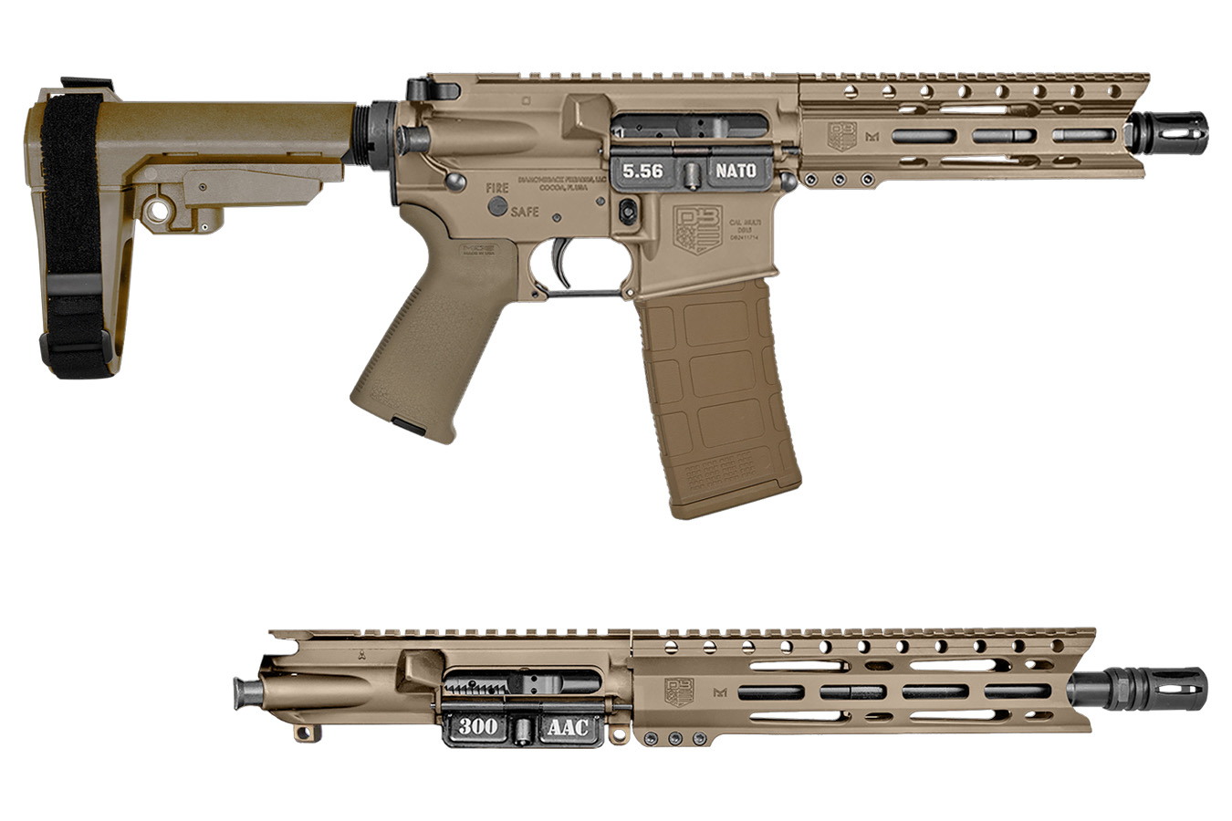 Diamondback DB15 5.56 Nato AR Pistol with 7 Inch Barrel and Additional 10 Inch 300 Blackout 