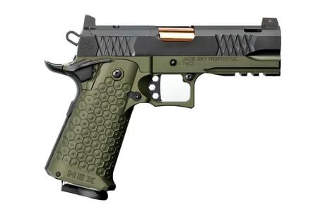 TWC HEX 9 MM 4.25 IN GOLD BARREL 2-17 RD MAGS DUTY GREEN