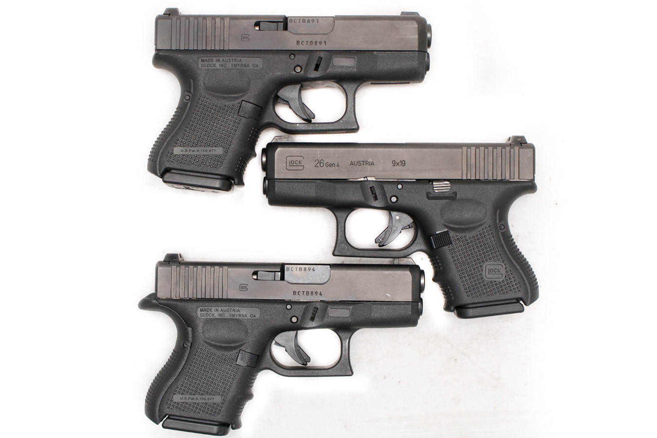 Glock 26 Gen4 9mm Police Trade-In Subcompact Pistols (Magazine Not Included)