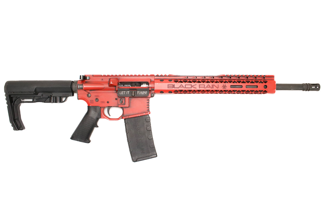 Black Rain Ordnance Fallout15 5.56 NATO Police Trade-in Rifle with Red Cerakote Finish