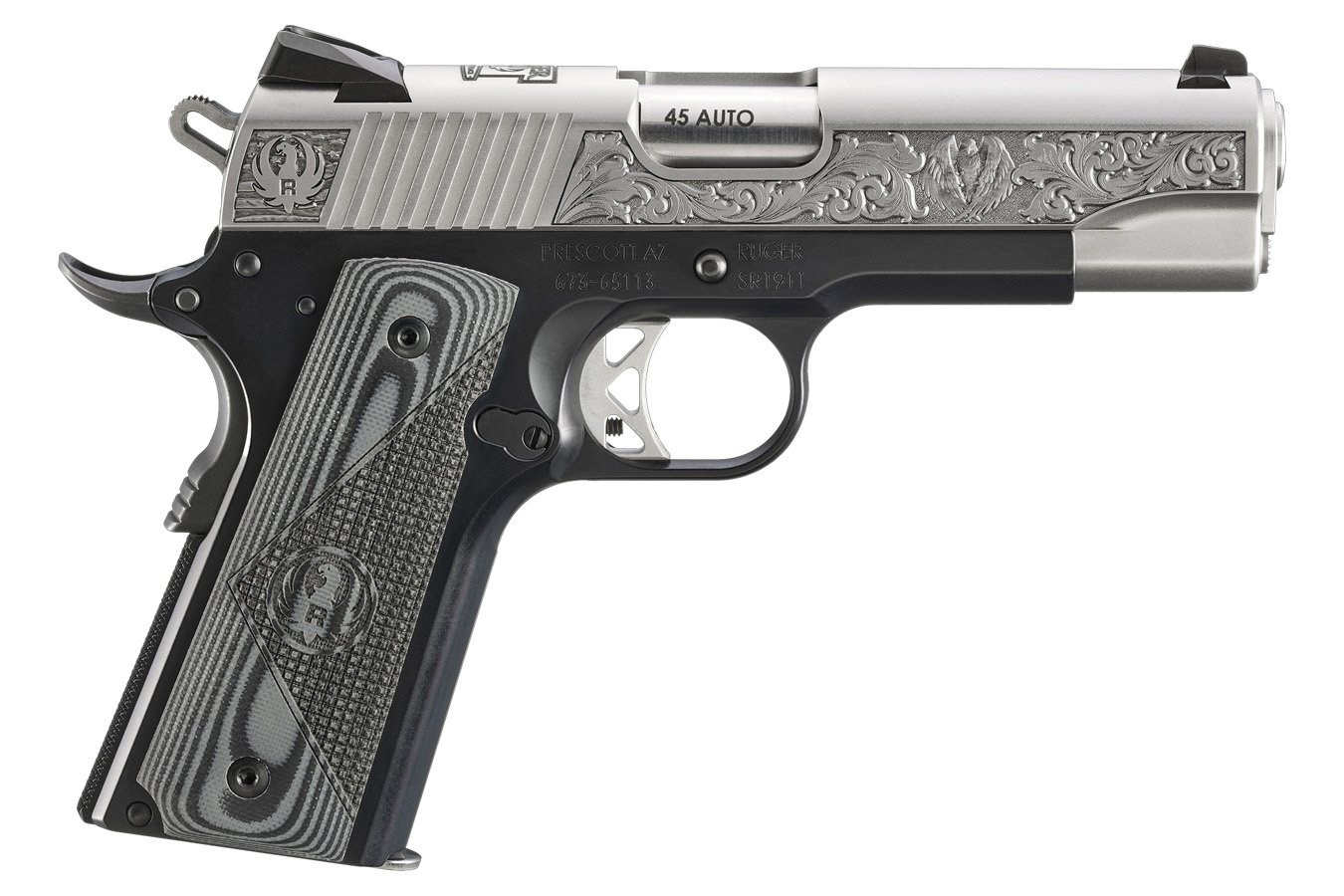 Ruger SR1911 Southport CT Edition 45 ACP Pistol with Stainless Steel Engraved Slide