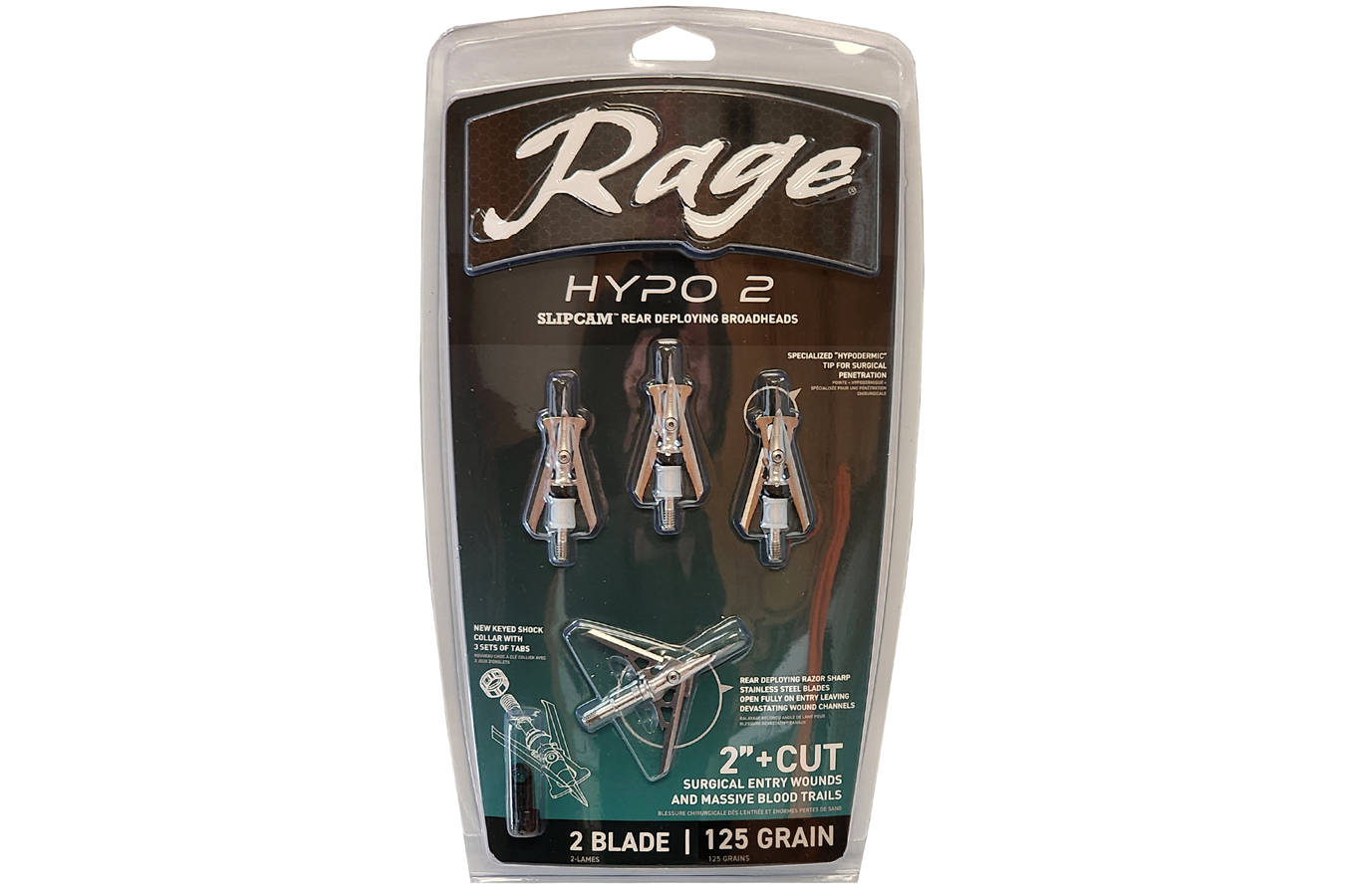 Rage Broadheads 2 Blade Hypo 2 2? Expandable Cut Hypodermic 4 Pack