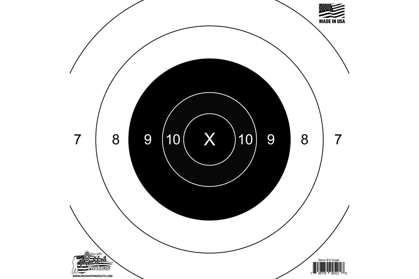 Pro Shot B-8 Bullseye Heavy Paper Target 10x10 12 Pack