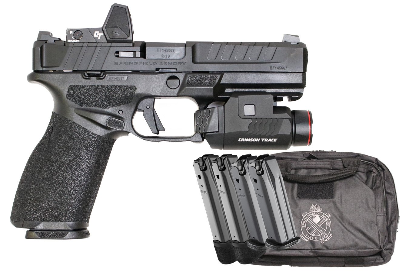 Springfield Echelon 9mm Optic Ready Pistol with Crimson Trace Red Dot/Light, Five Magazines and Range Bag