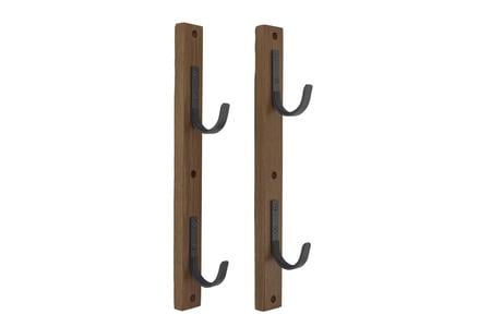 GUN COLLECTOR 2 PLACE - WOOD WITH METAL HOOKS