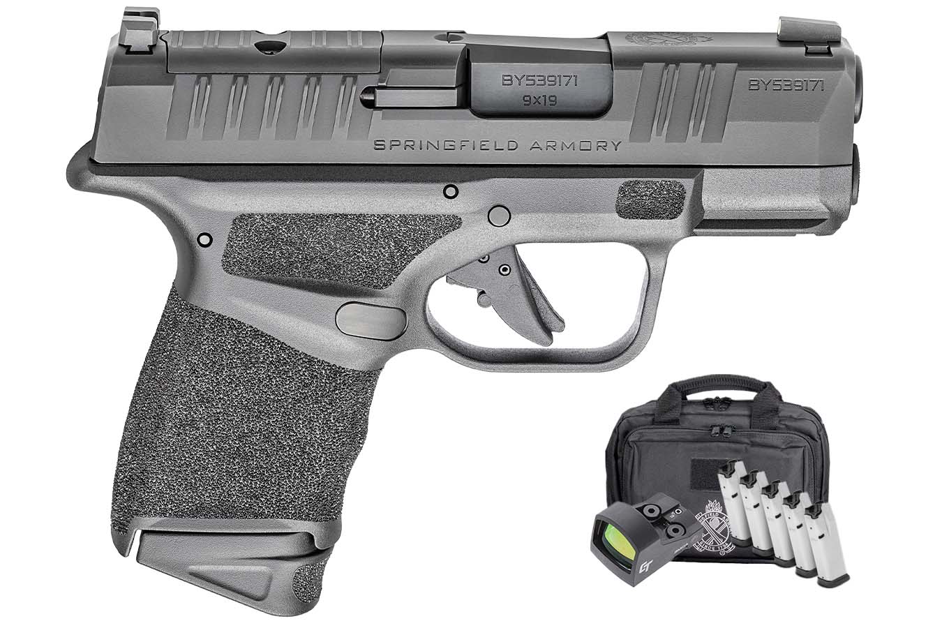 Springfield Hellcat OSP 9mm 9mm Gear Up Package with Five Magazines and Crimson Trace Red Dot