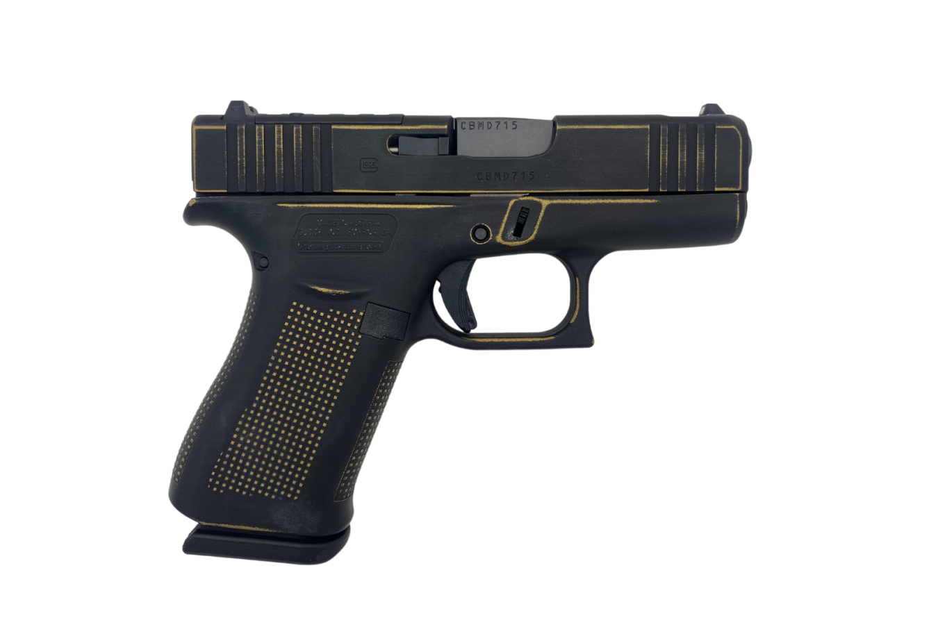 Glock 43X MOS 9mm Optic Ready Semi-Auto Pistol with Stinger Black/Gold Finish