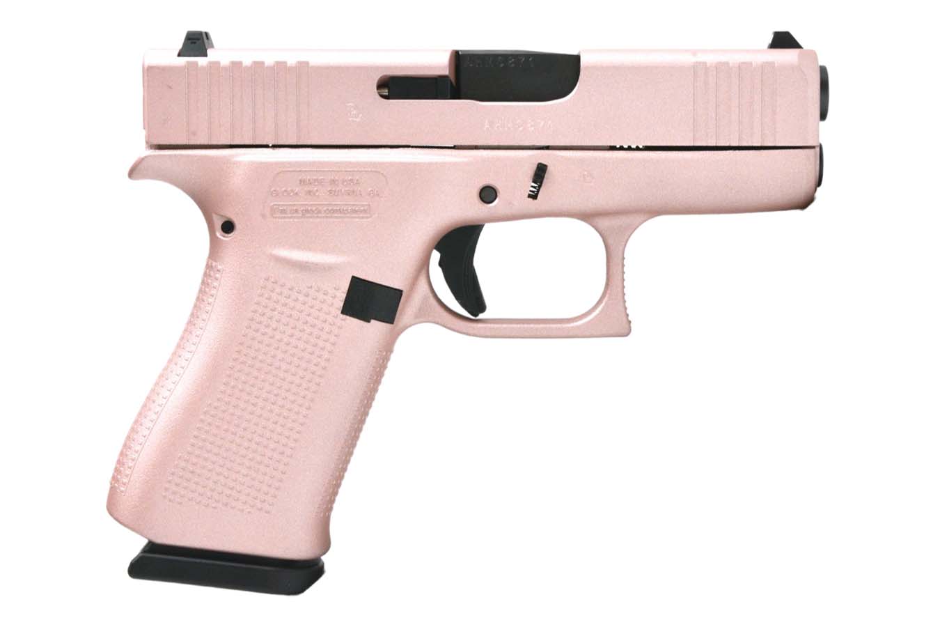 No. 14 Best Selling: GLOCK 43X 9MM 10+1 3.41 BLACK BARREL PEARL WHITE CERAKOTE SLIDE ROSE GOLD POLYMER FRAM