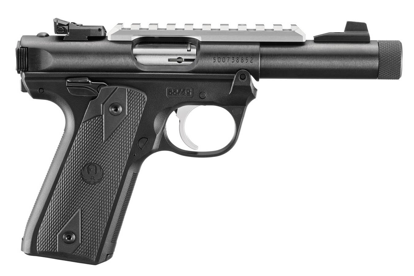 No. 6 Best Selling: RUGER MKIV 22/45 22LR 4.4` TB BLK SS TRIGGER/1913 RAIL