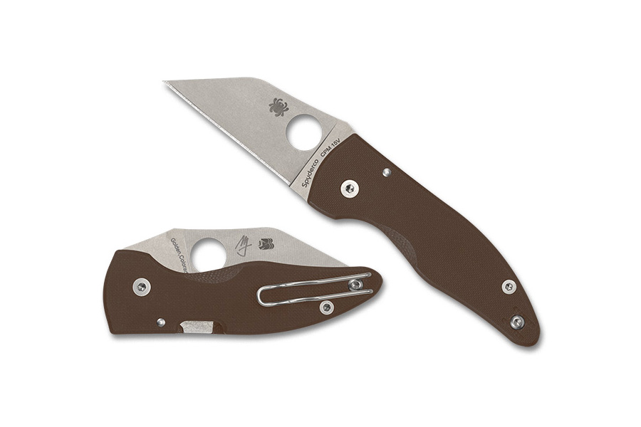 Spyderco MicroJimbo Brown G-10 CPM 15V Sprint Run Folding Knife