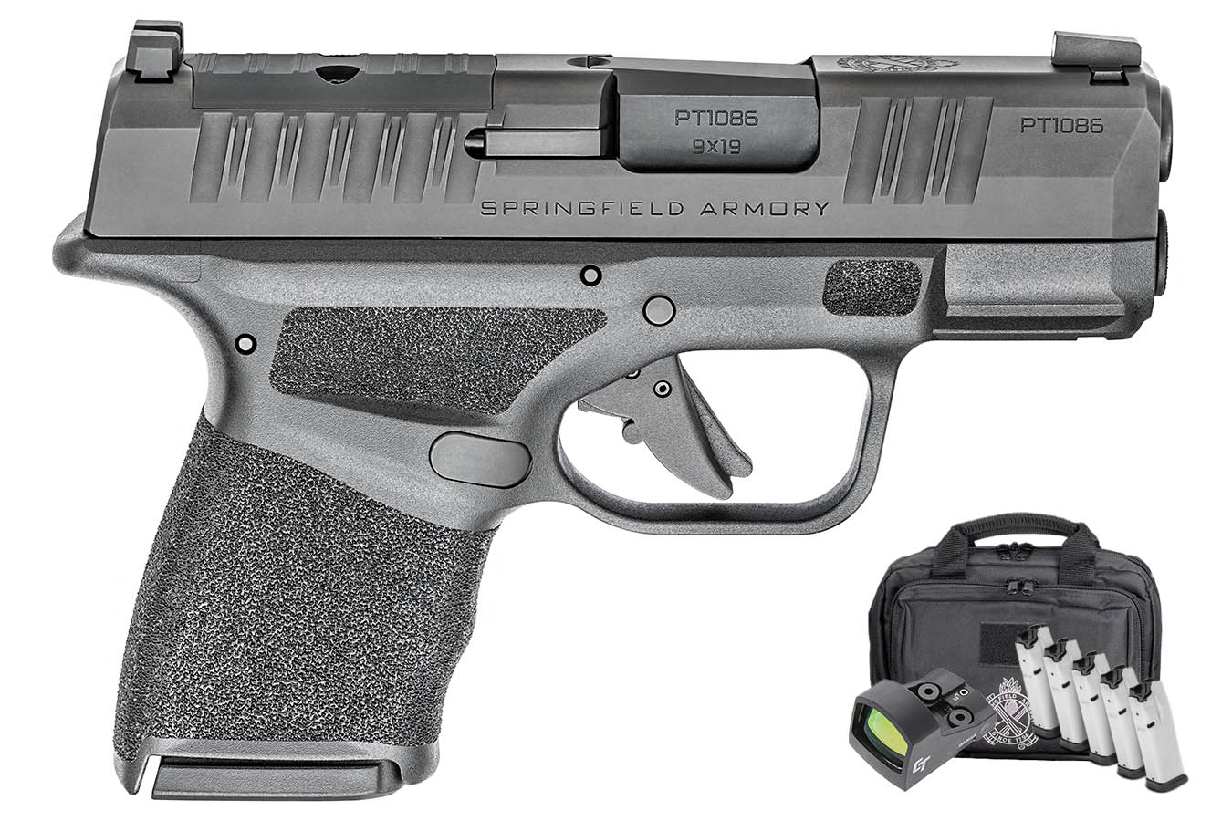 Springfield Hellcat 9mm Micro Compact Optic Ready Pistol with 5 Total Mags, Red-Dot and Range Bag
