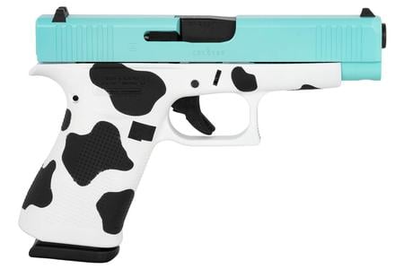 48 GEN5 9MM 10+1 17` GMB BARREL TIFFANY BLUE SLIDE AND COW PRINT FRAME