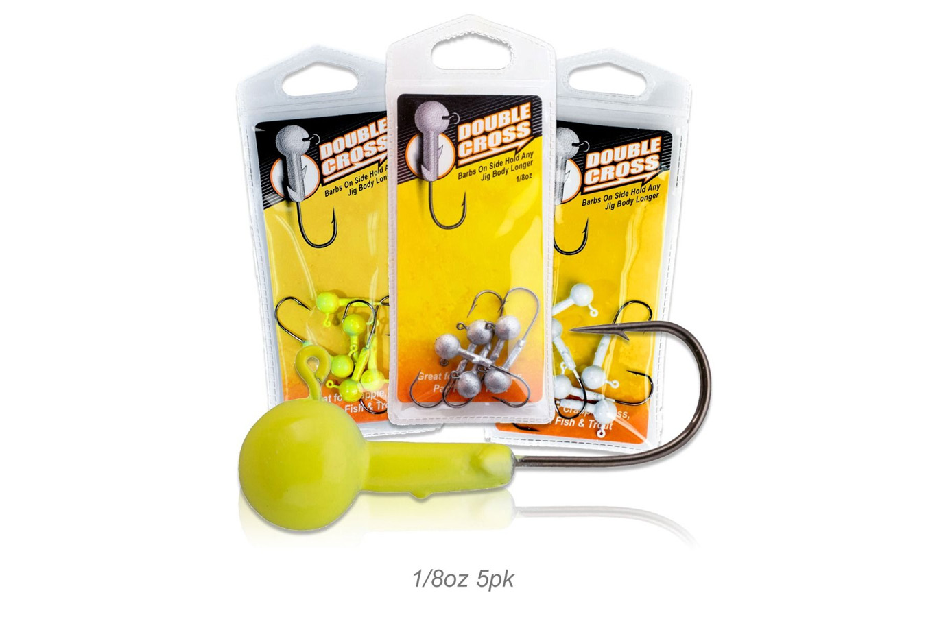 Crappie Magnet Double Cross Jig Head 1/8 oz 5 Pack - Chartruese