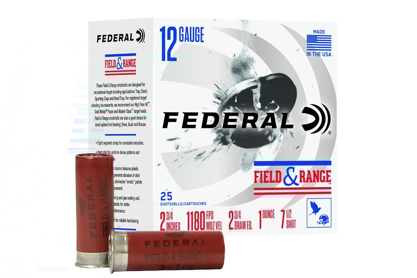 Federal 12 Gauge 2.75in 8 Shot Field and Range 25/Box