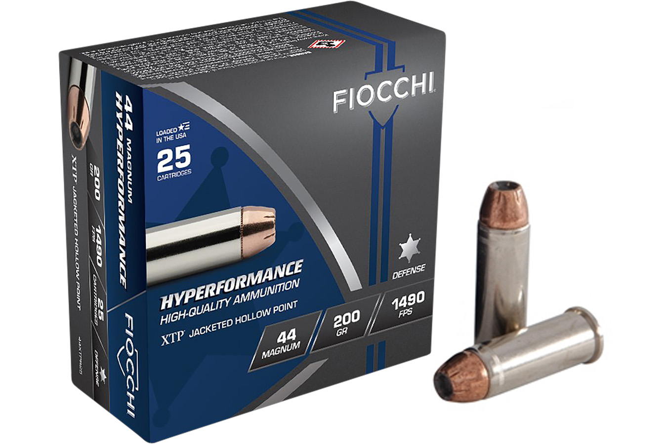 Fiocchi 44 Rem Mag 200 gr Hornady XTP Hollow Point Hyperformance 25/Box