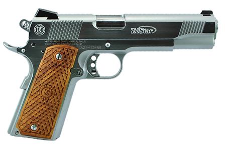 GOV II 1911 9MM CHROME 8+1 CHECKERED WOOD GRIPS