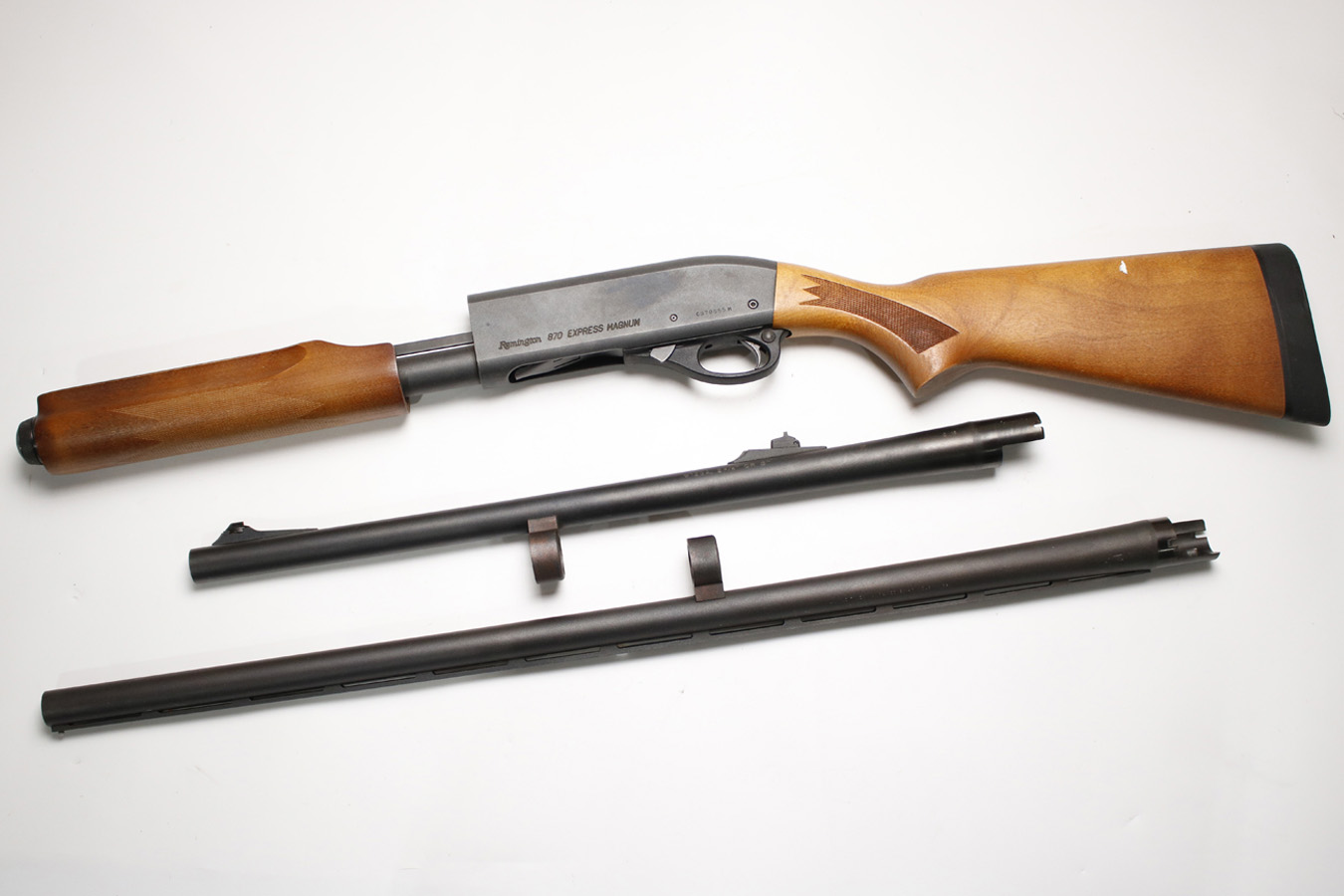 Remington 870 Express Magnum 12 Gauge Police Trade-in Shotgun with Two Barrels
