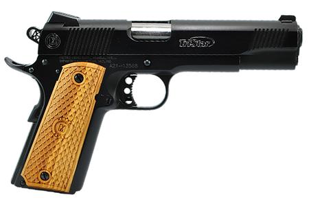 GOV II 1911 45ACP BLUE 8+1 NOVAK REAR SGT/CHECK WOOD GRIP
