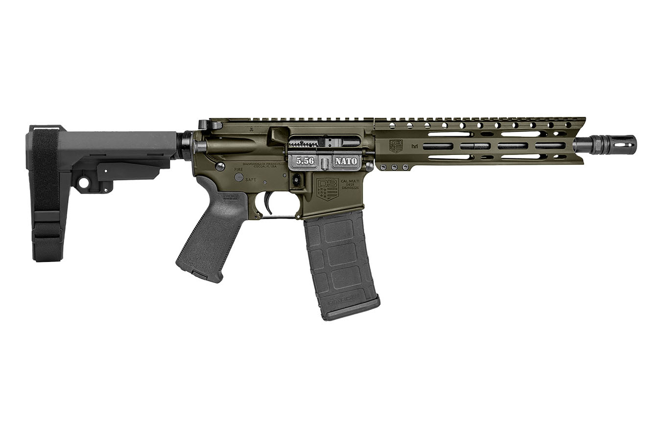Diamondback DB15 5.56mm Tactical Pistol With Magpul Grips In OD Green