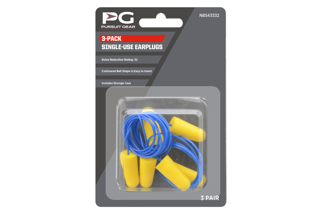 Pursuit Gear 3 Pairs PU Foam Earplugs with Ear Wire, Yellow