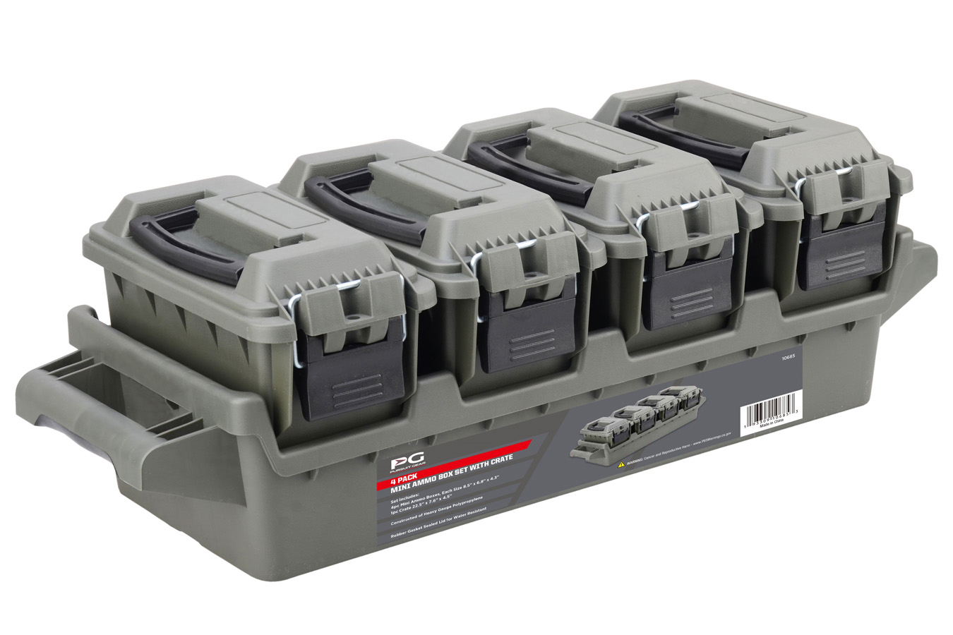 Pursuit Gear 4-Box Mini Ammo Crate, OD Green