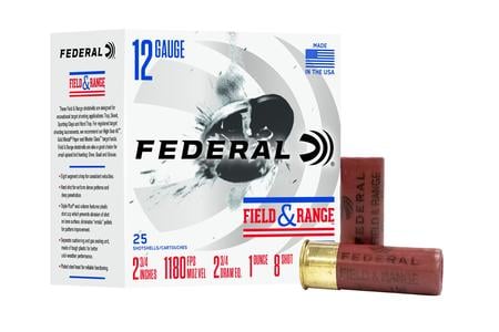 Federal 12 Gauge 2 3/4 Inch 1oz 8 Shot Field and Range Shotshells 25/Box