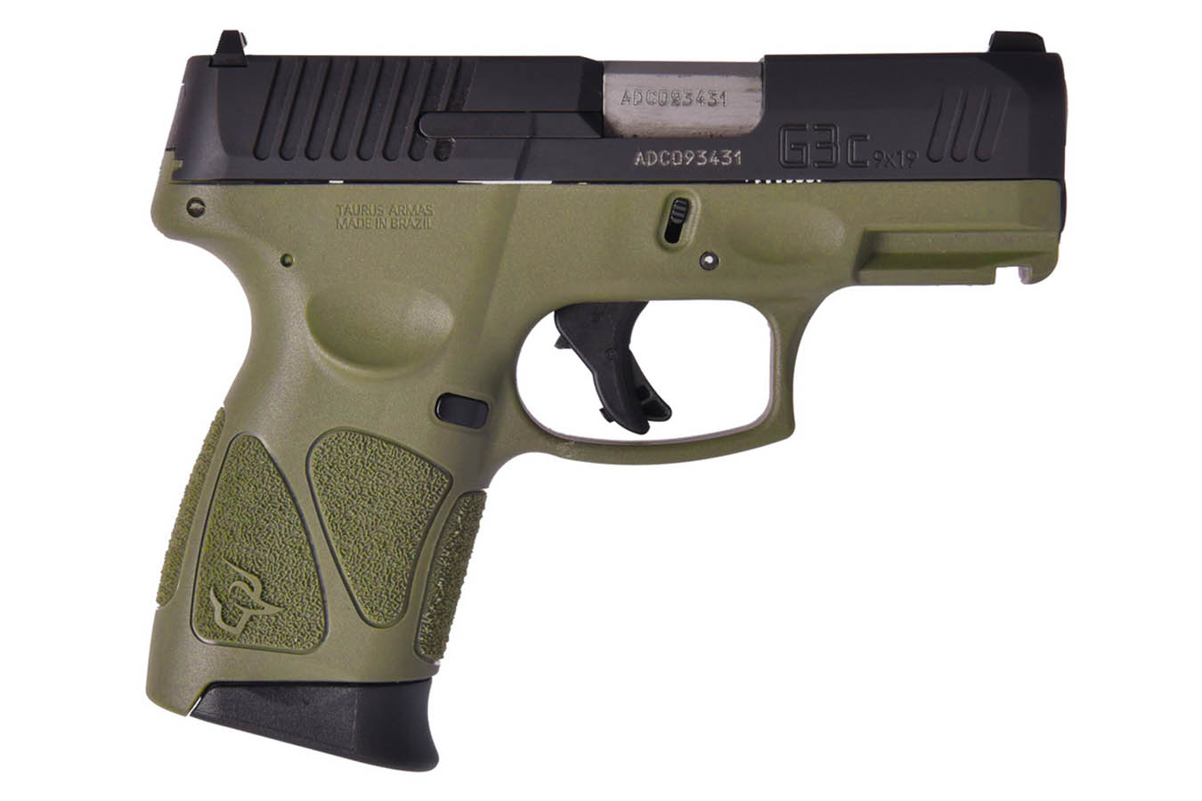 Taurus G3c 9mm Compact Striker-Fired Pistol with OD Green Frame and Three Magazines