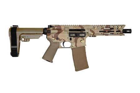 DB15 5.56 NATO 7 IN BARREL CHOCOLATE CHIP FRAME 6 IN MLOK RAIL SBA3 BRACE