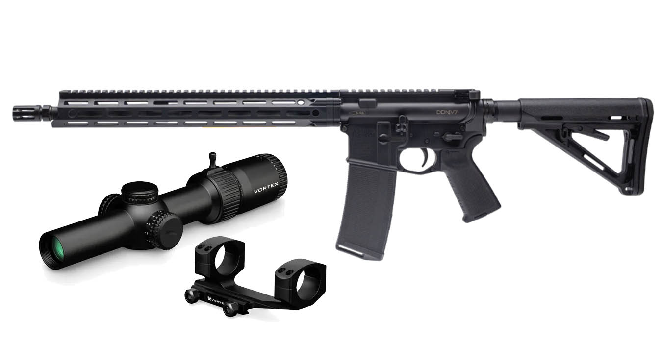 Daniel Defense DDM4 V7 5.56mm Semi-Automatic Rifle with Vortex Strike Eagle 1-8x24 Scope and Pro Cantilever Mount