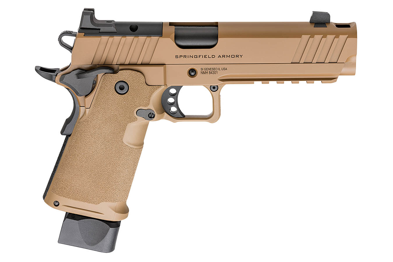 Springfield 1911 DS Prodigy Comp 9mm Optic Ready Pistol with 5 Inch Barrel and Coyote Brown Finish