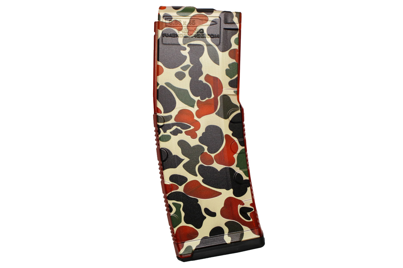 Amend2 AR-15 5.56x45mm NATO/.223 Remington 30 Round Magazine, Orange Duck Camo