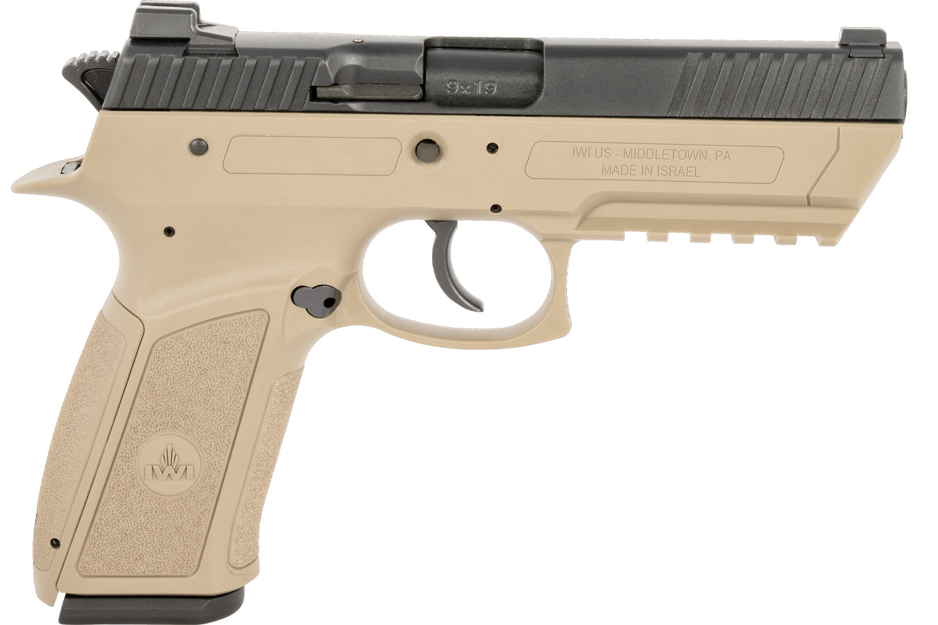 IWI Jericho 941 Enhanced 9mm Pistol with Black Slide and Flat Dark Earth Frame