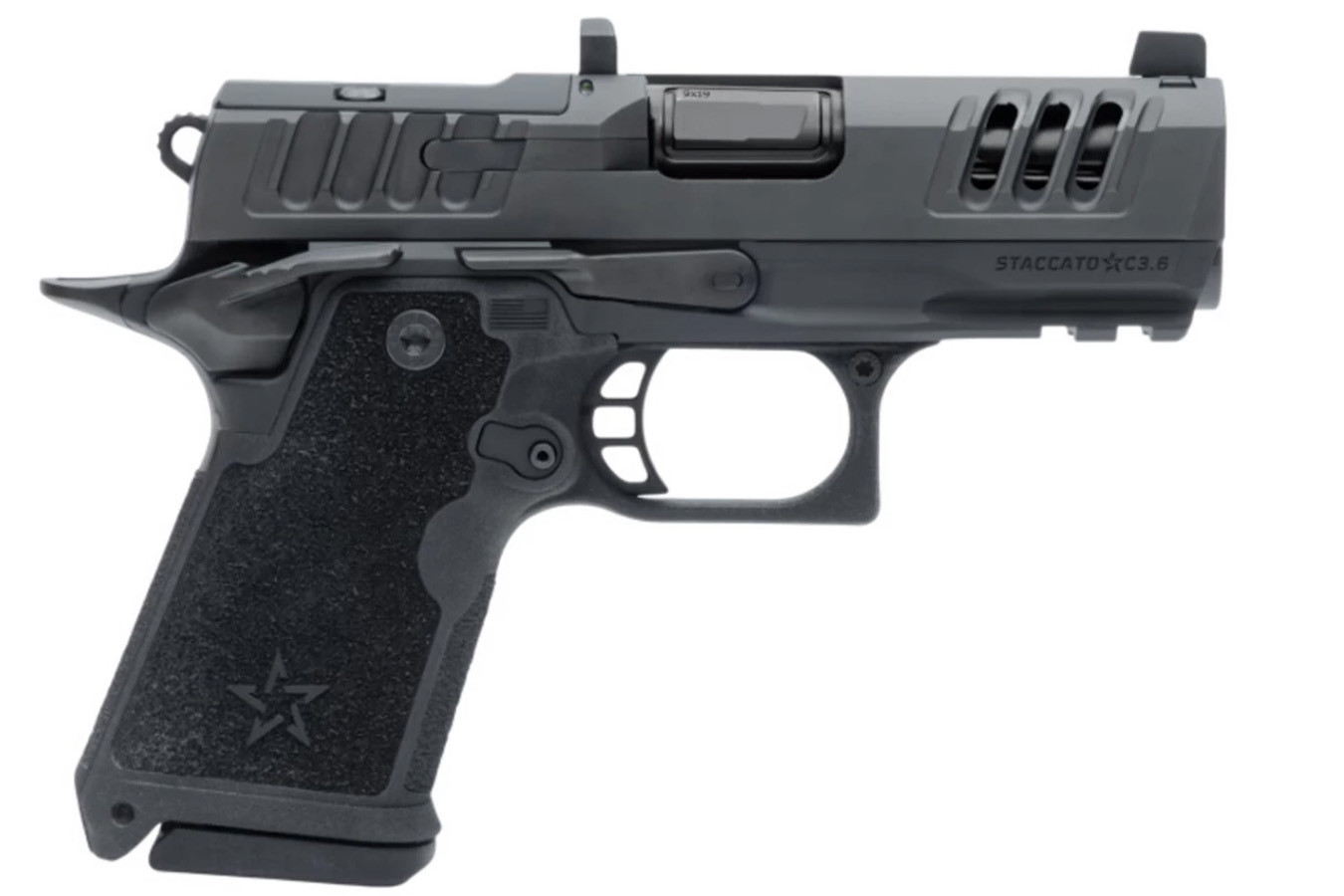No. 28 Best Selling: STACCATO PREMIUM HD CARRY 9 MM 3.6 IN DLC BARREL TRIJICON NIGHT SIGHT 4 MAGS
