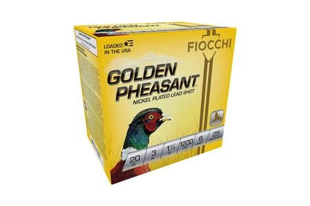 GOLDEN PHEASANT 20GA 3 1-1/4OZ #6 NICKEL PLATED SHOT 25/BX