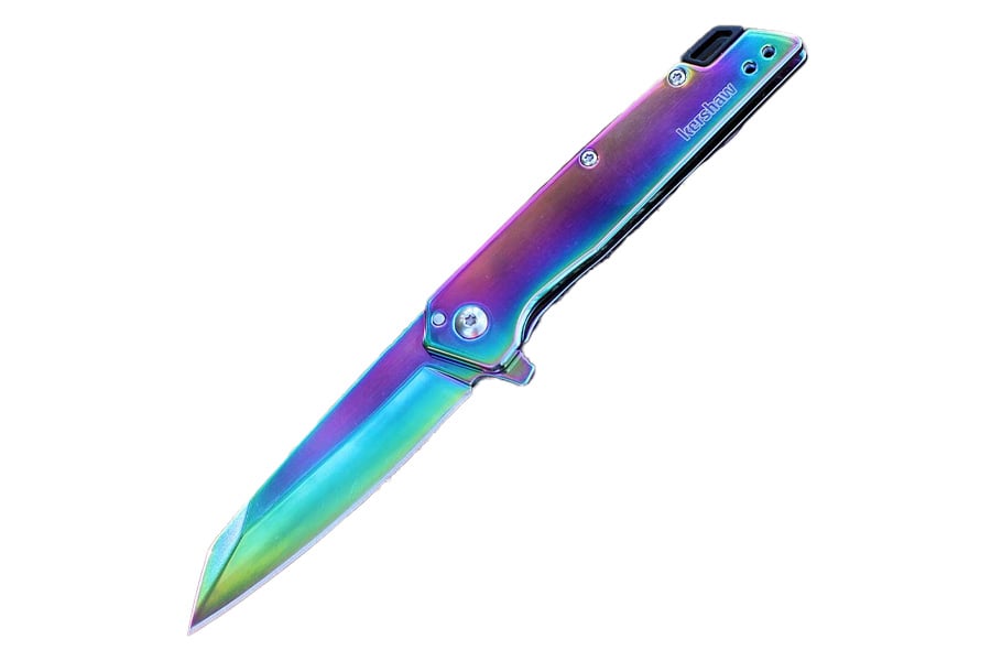 Kershaw Knives 3 Inch Misdirect Flipper A/O, Rainbow SS