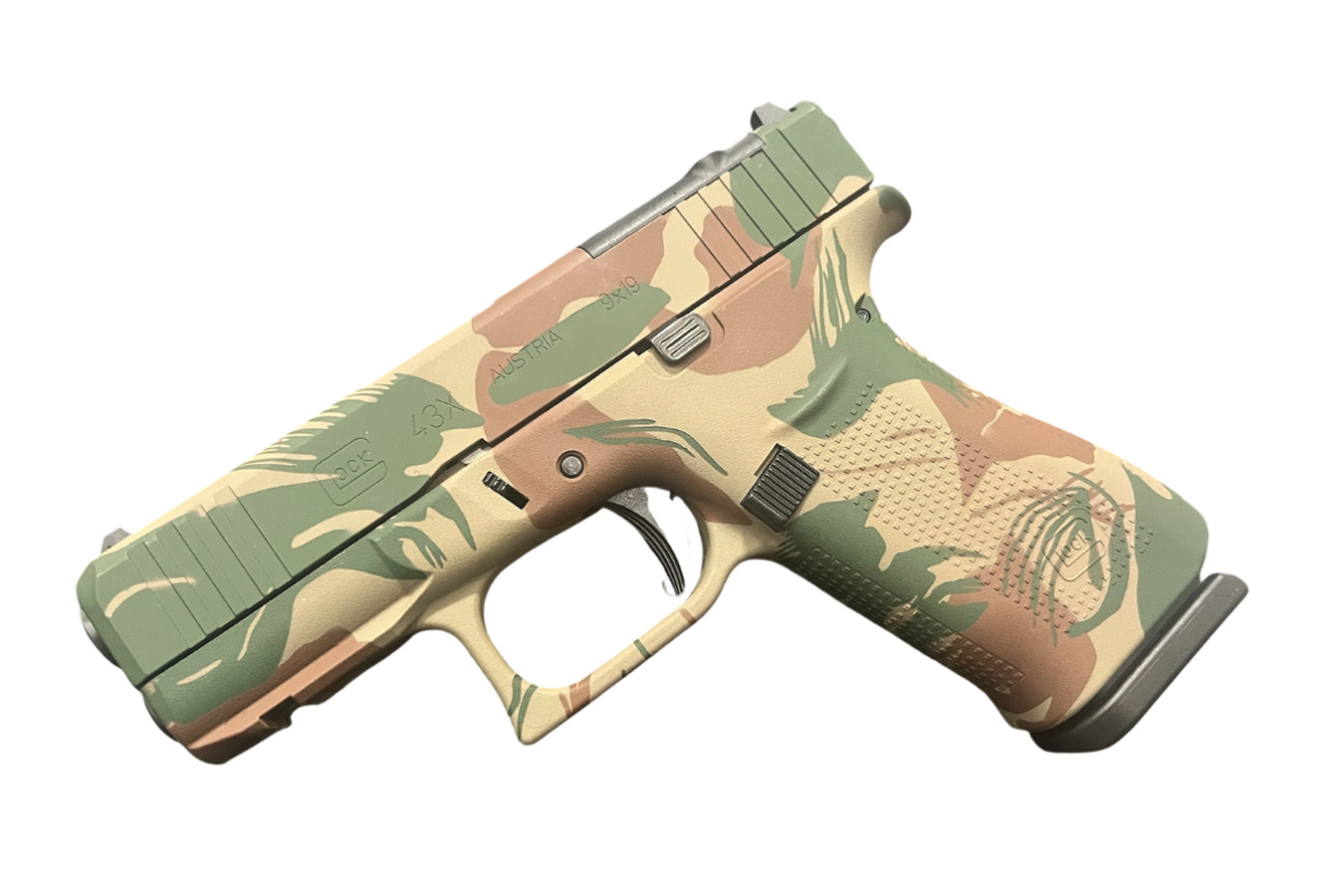 Glock Glock 43X 9mm MOS Rhodesian Brush Stroke with (Two) 10 Round Magazines