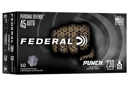 Federal 45 ACP 230 Grain JHP Personal Defense Punch 50/Box