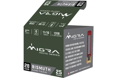 Migra Ammo 28 Gauge 2-3/4 Inch 11/16 oz 6 Shot Mono Series 25/Box