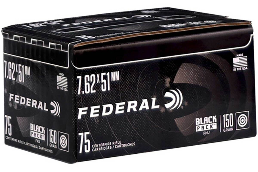 Federal 7.62X51mm NATO 150 gr FMJ Black Pack 75/Box