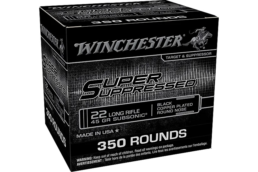 Winchester 22LR 45 gr JHP Super Suppressed 350/Box