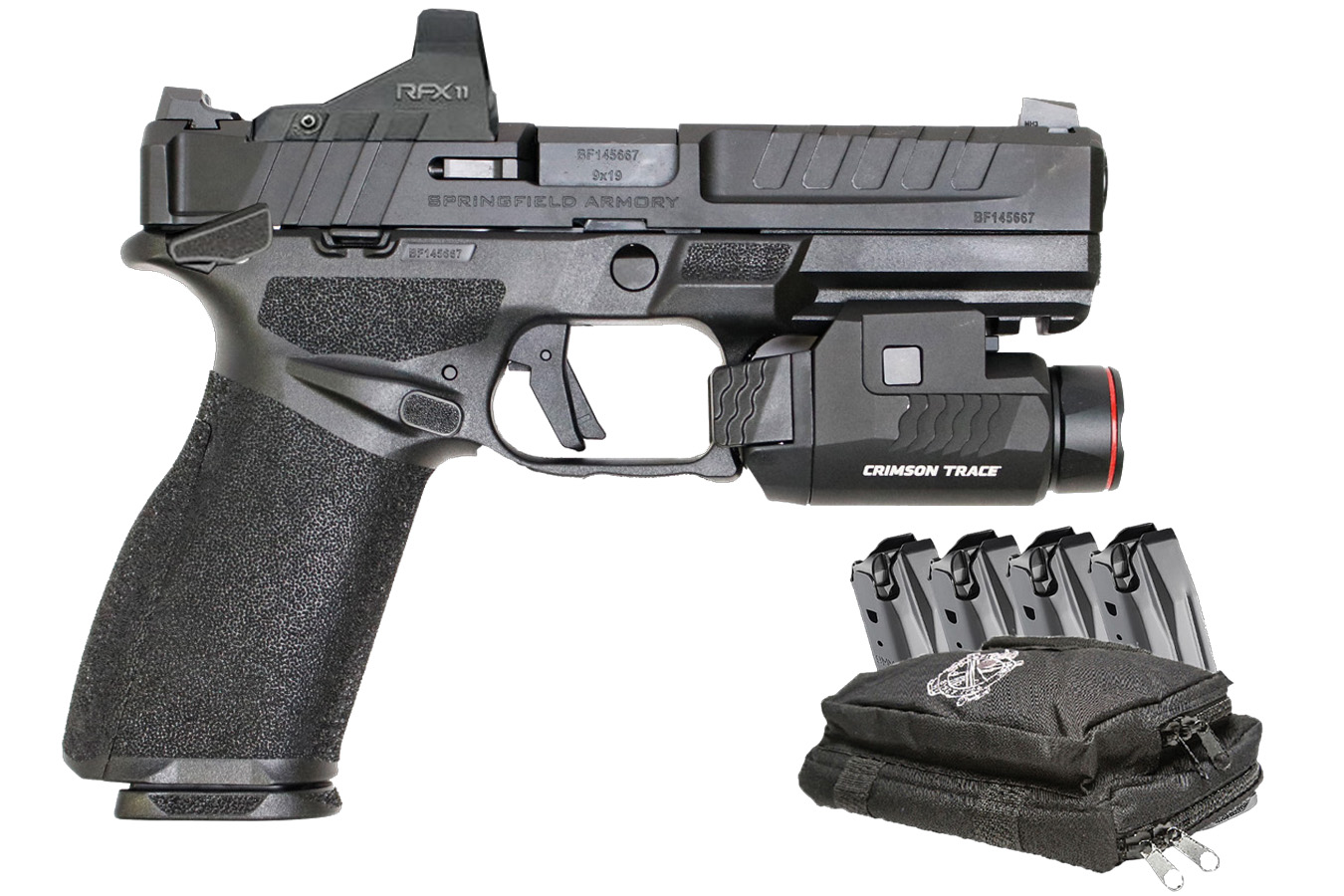 Springfield Echelon 9mm Pistol with Manual Safety, Viridian Green Dot, Crimson Trace Light, Five Mags and Range Bag