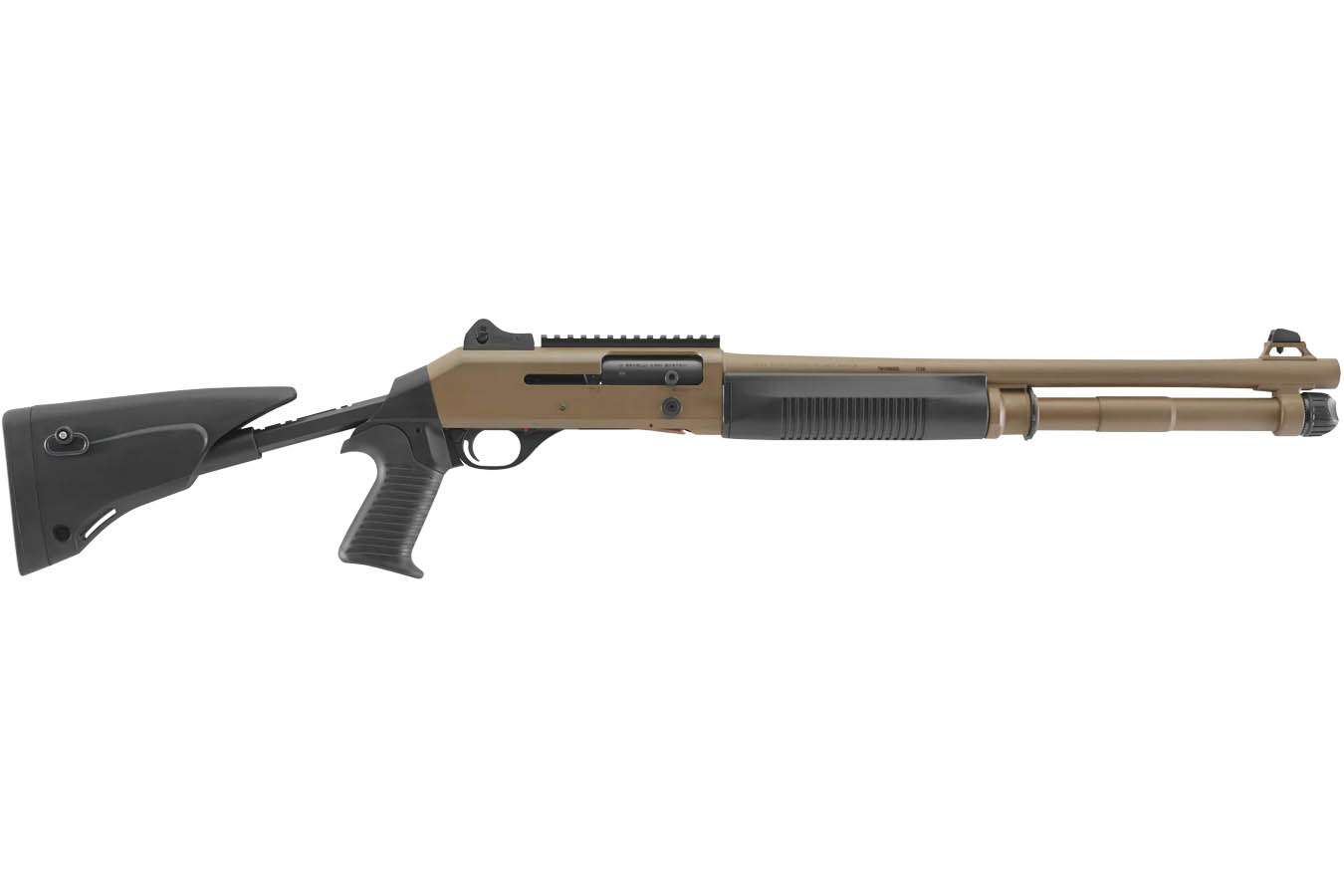 Benelli M4 EXT Tactical 12 Gauge Semi-Auto Shotgun with Black Synthetic Stock and Flat Dark Earth Cerakote Finish