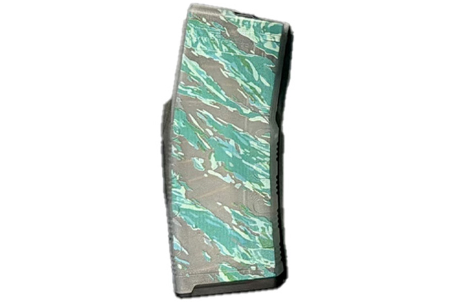 Amend2 AR15 5.56 NATO 30 Round Factory Magazine with Translucent Glow in Dark Teal Tiger Stripe Camo