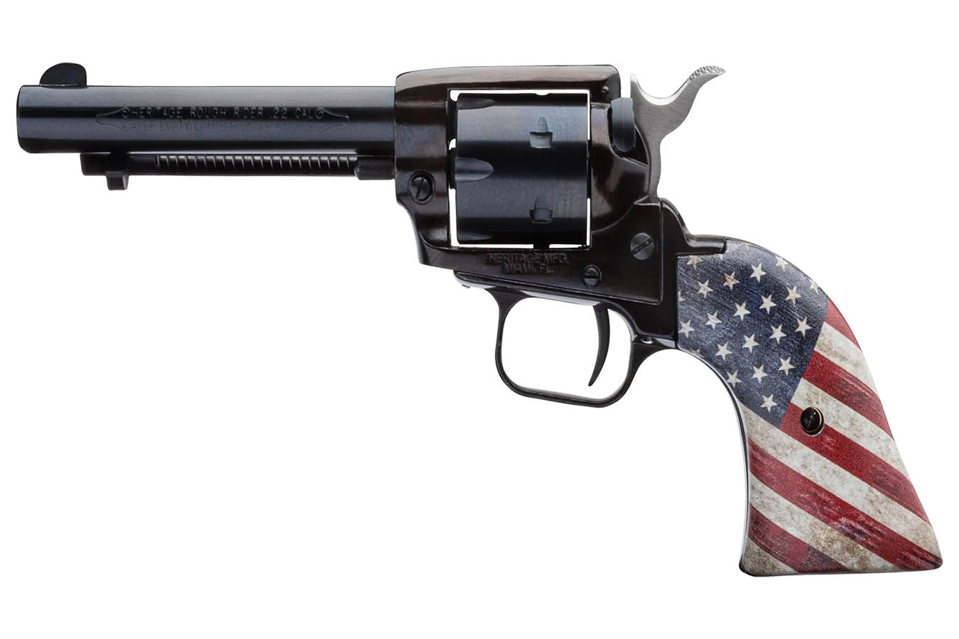 Heritage Rough Rider 22LR Rimfire Revolver with 4.75-Inch Barrel and US Flag Grips