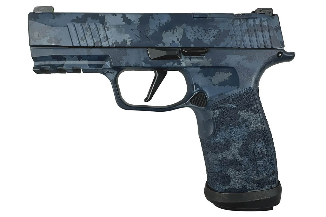 Sig Sauer P365-XMACRO TACOPS 9mm Optic Ready Pistol with Blue Multi Camo Finish and Four Magazines