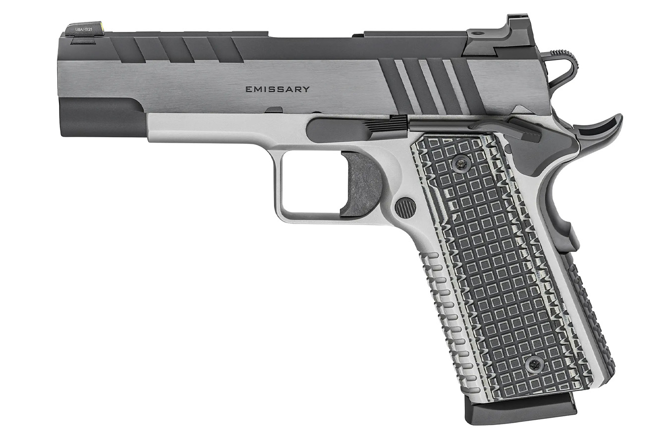 Springfield 1911 Emissary 45 ACP Compact Pistol with Stainless Finish and G10 Grips