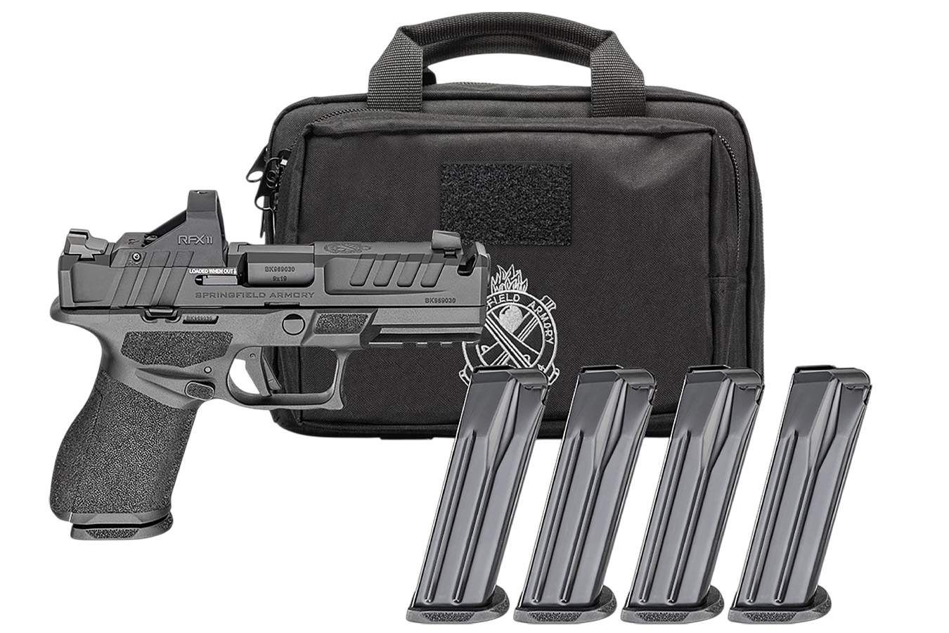 Springfield Echelon 4.0C Comp 9mm Gear Pac with Viridian RFX-11 Green Dot, Four Mags and Pistol Bag