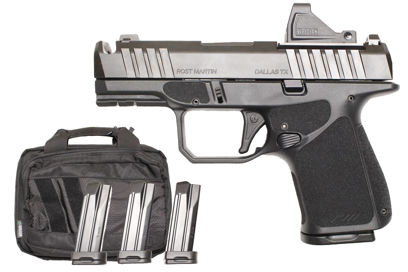 Rost Martin RM1S Comp 9mm Optic Ready Package with Viridian RFX-11 Green Dot, Four Mags and 
