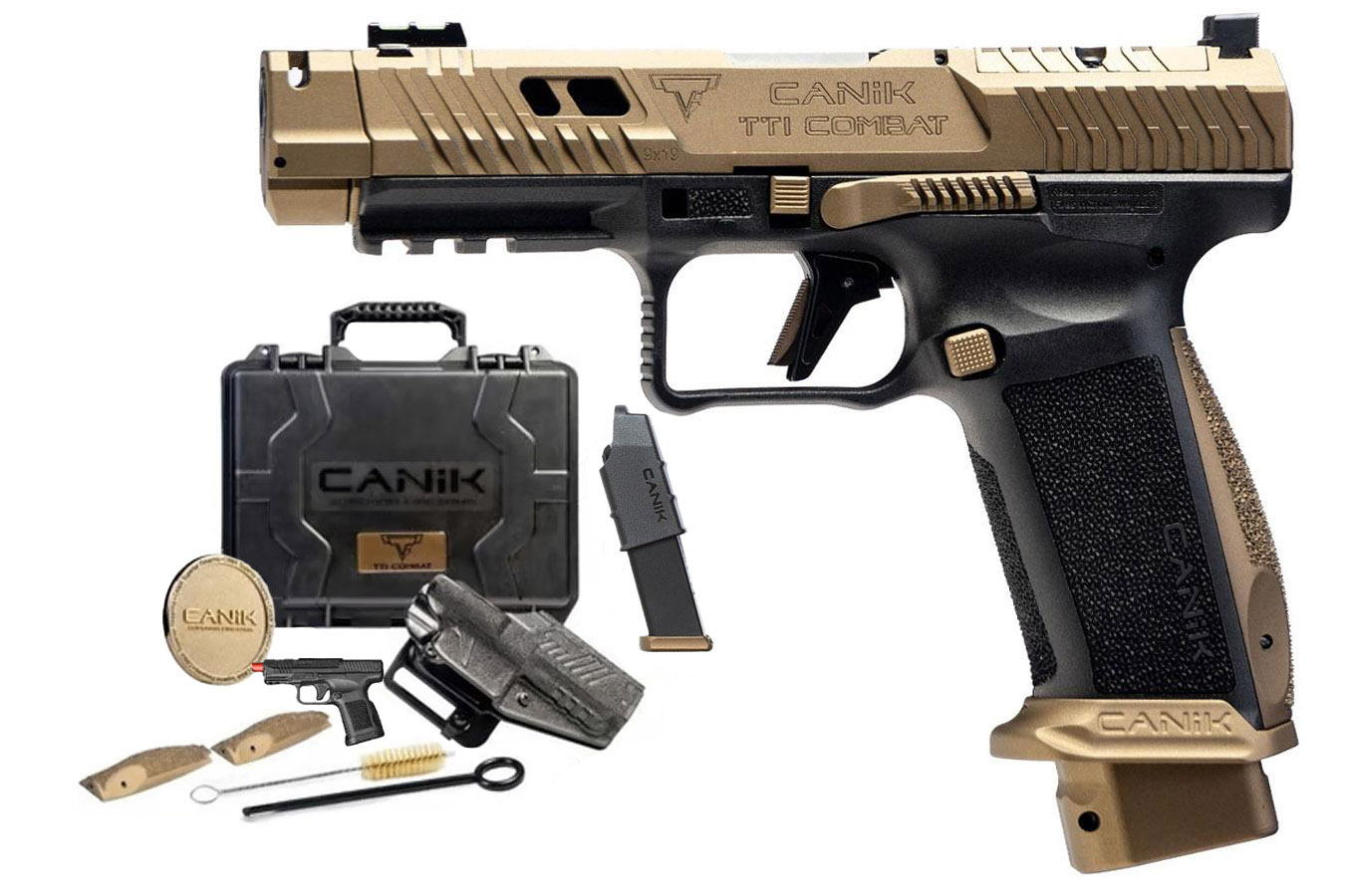 Canik TTI Combat 9mm Semi-Auto Pistol with Hard Case, Two Mags, and Accessories