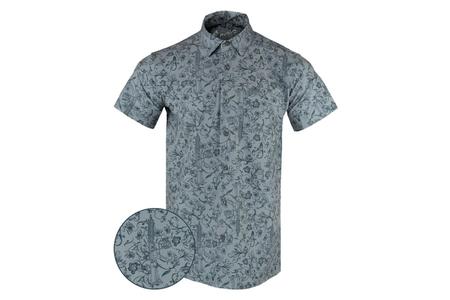 RETRO RIFLE GREY MAN SS BUTTON UP SHIRT
